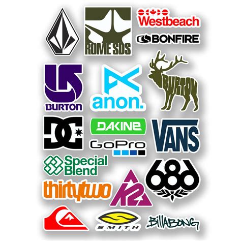 A4 Sheet Snowboarding Vinyl Stickers Decal Mix Bomb Logo Snowboard S