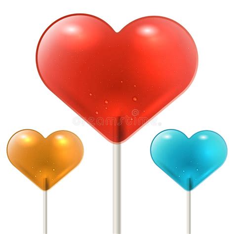 Red Heart Shaped Lollipop Stock Vector Illustration Of Delicious