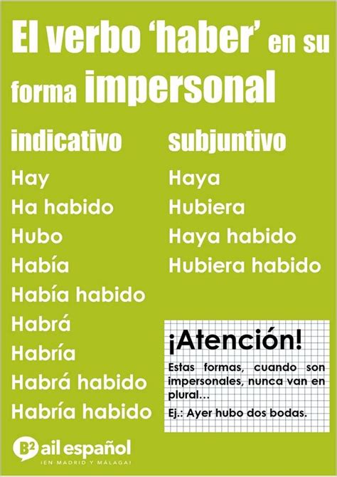 El Verbo Haber Impersonal Verbo Haber Aprender Español Recursos