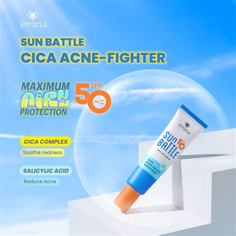 jual emina sun battle spf 50 pa cica acne fighter sunscreen 30ml shopee indonesia