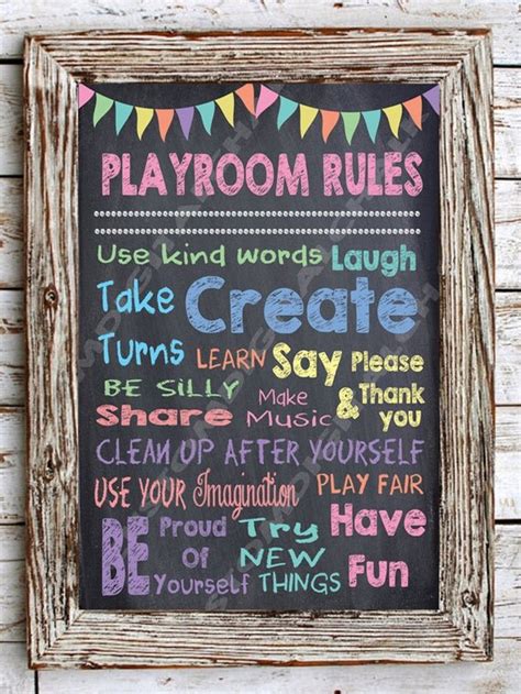 Items Similar To Playroom Rules Chalkboard Poster Digital Download On Etsy