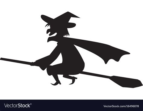 Witch On A Broomstick In Silhouette Royalty Free Vector