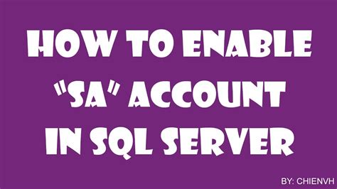 How To Enable Sa Account In SQL Server Express YouTube