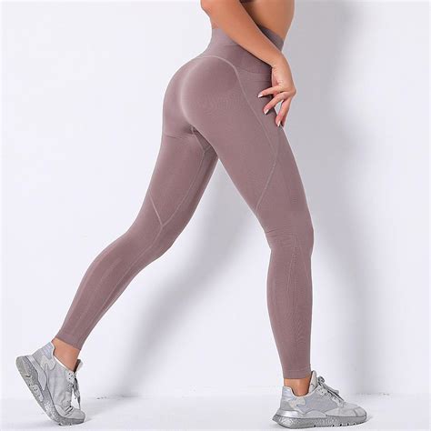 Buy Women S Solid Color Sexy High Waist Buttock Pocket Yoga Pants