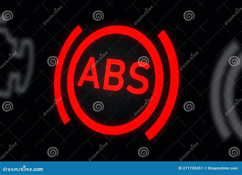 Anti Lock Braking System Abs Warning Light On Car Dashboard Digital