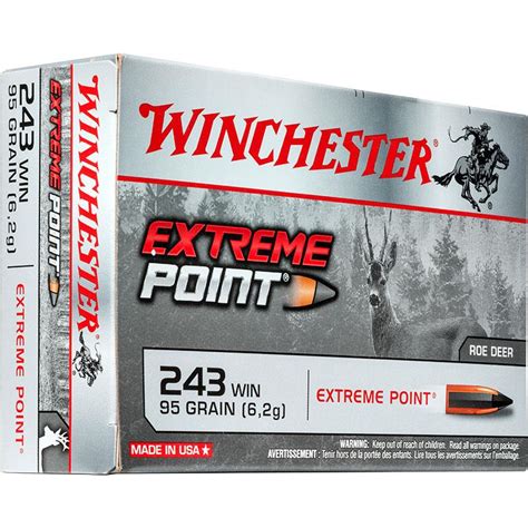Balle De Chasse Winchester Extreme Point Lead Free 85gr Calibre 243 Win