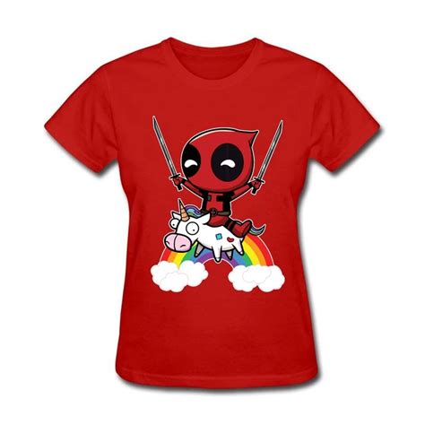Island Graphic Deadpool Minion Riding A Unicorn Rainbow Cotton T Shirt