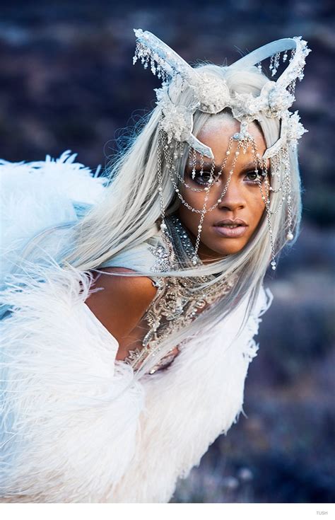 Rihanna Goes Futuristic Rocks Grey Hair In Tush Fashion Shoot