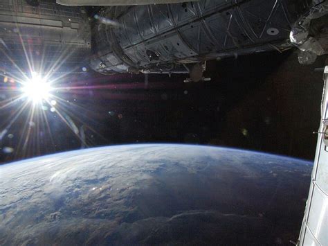 Nasa Shuttle With Sunburst Earth From Space Space Photos Earth
