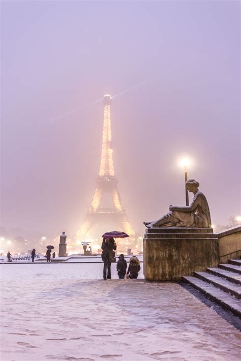 Snow In Paris Paris Eiffel Tower France