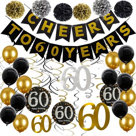 Buy 60th Birthday Decorations For Men Cheers To 60 Years Balloons Happy