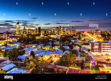 Brisbane City Skyline At Sunset Stock Photo Alamy