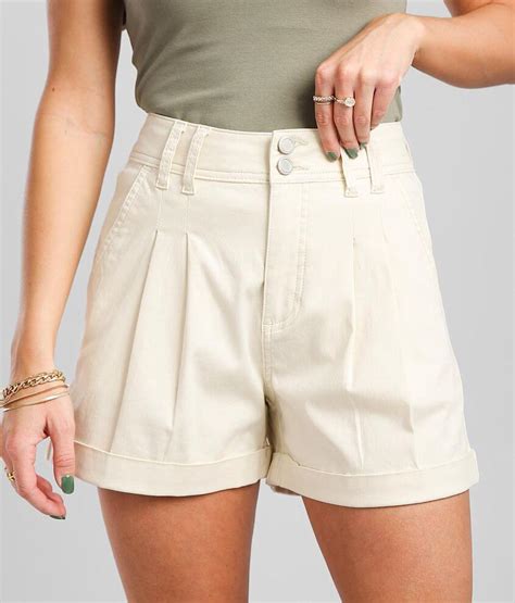 Bke High Rise Pleated Stretch Cuffed Short Womens Shorts In Natural