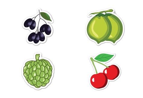 Sticker Set Of Different Fruits Flat Vector Illustration 9453558