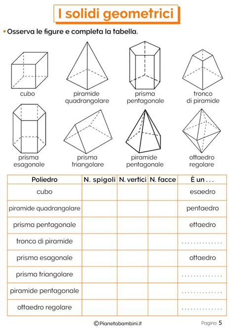 I Solidi Geometrici Esercizi Per La Scuola Primaria Lezioni Di Geometria Scuola Schede