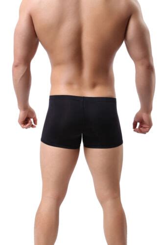 men s boxers briefs open penis underwear sheath pouch stretch long shorts trunks ebay