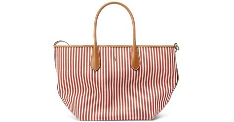 Polo Ralph Lauren Medium Bellport Striped Canvas Tote Bag In Pink Lyst