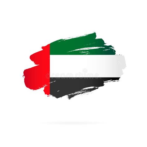 Uae Flag Vector Illustration Brush Strokes Are Drawn By Hand Stock