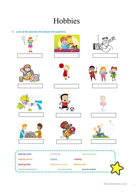 Hobbies English Esl Worksheets Hobbies For Kids English Worksheets