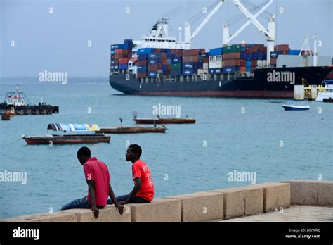 Tanzania Zanzibar Stone Town Container Ships In Harbour At Indian