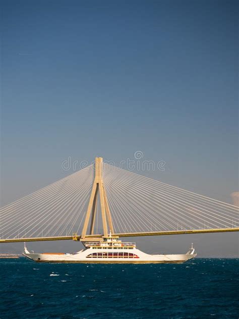 The Rio Antirio Bridge Or Charilaos Trikoupis Greece Stock Image