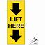 Lift Here With Down Arrows Label NHE 14565 Industrial Notices
