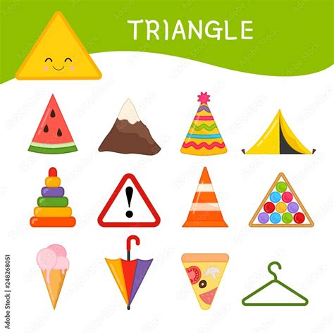 Materials For Kids Learning Forms A Set Of Triangle Shaped Objects