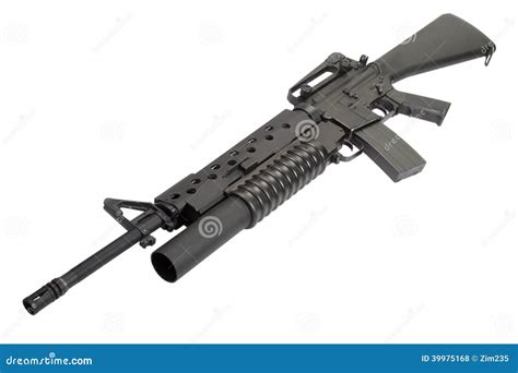 Un Rifle M16a4 Equipado De Un Lanzagranadas M203 Foto De Archivo