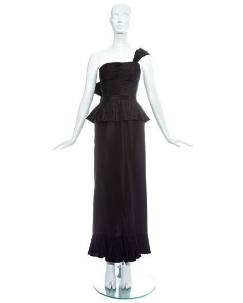 Chanel By Karl Lagerfeld Black Silk Taffeta Pleated Evening Dress Ss