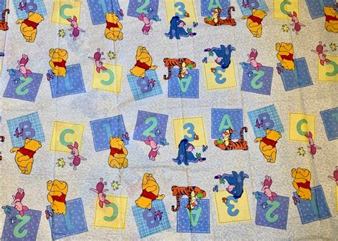 Winnie The Pooh Abc Fabric 60 Wide Sold By The Yard Etsy