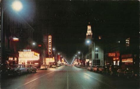 Downtown Davenport At Night Iowa Postcard