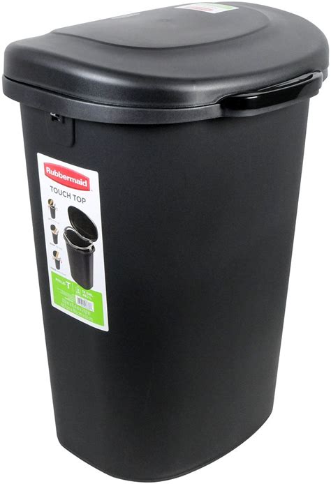 Rubbermaid 1843024 Touch Top Wastebasket 13 Gallon Black