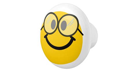 Geeky Smiley Face Cute Nerd Ceramic Knob Zazzle