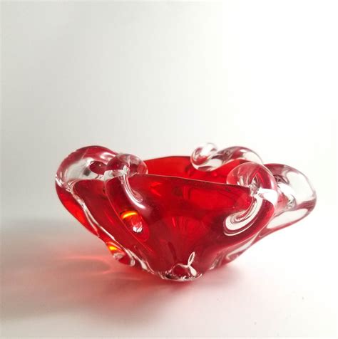 Luscious Red Murano Art Glass Ashtray