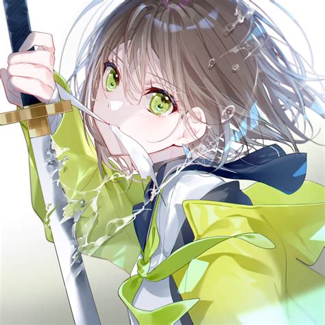 Anime Girls Fantasy Girl Anime Sword In Water Women With Swords