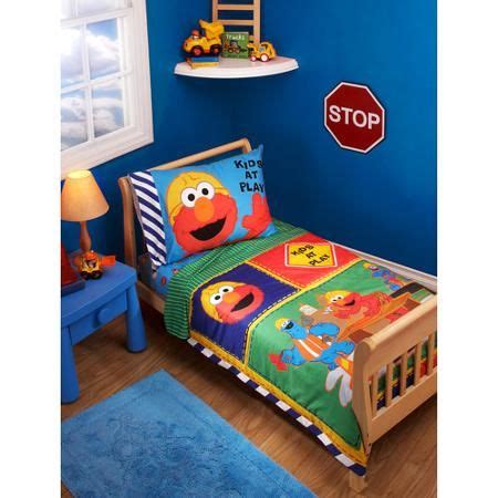 Fits standard size crib / toddler bed mattress. Sesame Street - Construction Zone 4-Piece Toddler Bedding ...
