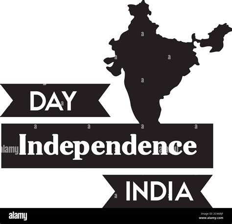 India Independence Day Celebration With Map Silhouette Style Vector