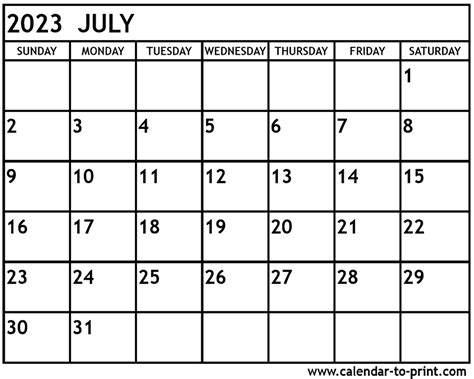 Free Printable 8 X 10 July 2023 Calendar Template Pelajaran
