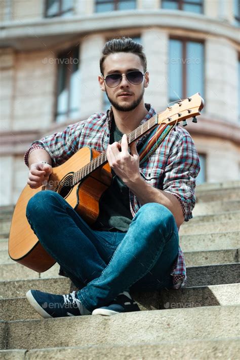 Man Playing On The Guitar Outdoors Portrait Photography Tutorial