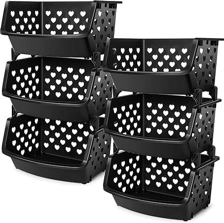 Amazon Com Wenqik 6 Pack Plastic Stackable Storage Bins For Organizing