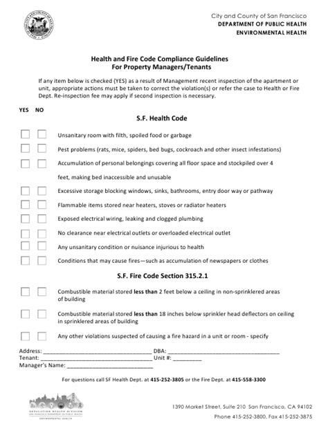 City And County Of San Francisco California Health And Fire Code