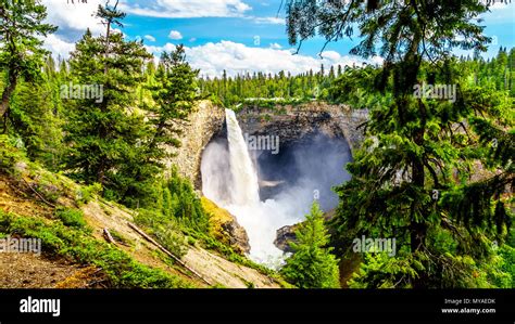 A Spectacular View Of The Free Fall Helmcken Falls Carving Into The