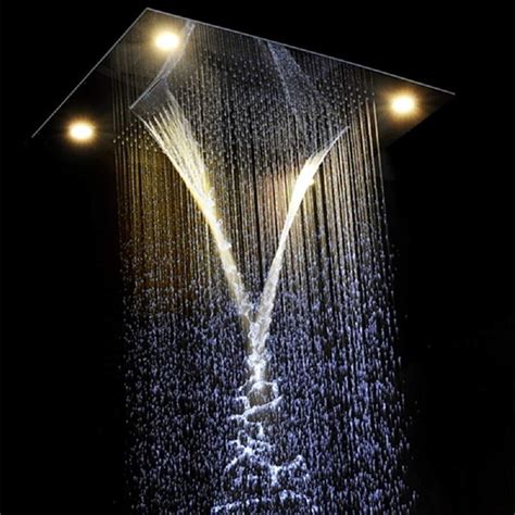 Cascada Classic Design 23x31 Large Rain Shower Set With Waterfall Led Rectangle Recessed