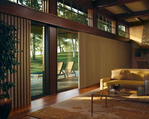 We have solutions that provide light control, privacy, uv. Window Coverings For Sliding Glass Doors At The Large Space Living Room Area With Direct Outdoor ...