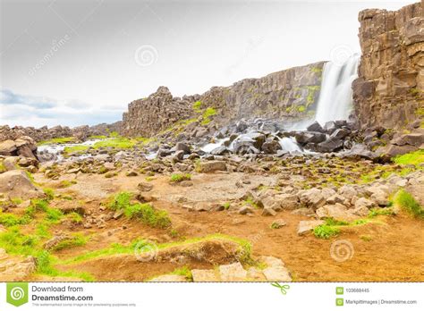 Pingvellir Waterfall Iceland Stock Image Image Of National Fault