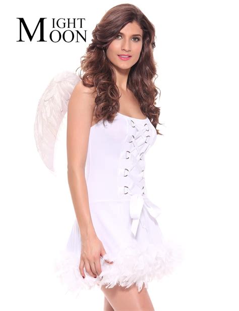 Moonight Sexy Angel Costume Adult Women Cosplay Party Halloween Fancy Angel Dress In Sexy
