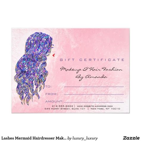 Lashes Mermaid Hairdresser Makeup Certificate T Zazzle Pink