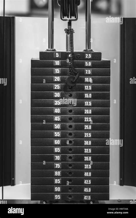 Closeup Detail Of The Weight Plates Stack In The Gym Stock Photo Alamy