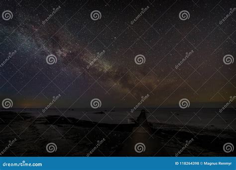 The Pier In Seby Under The Milky Way Stock Photo Image Of Coast
