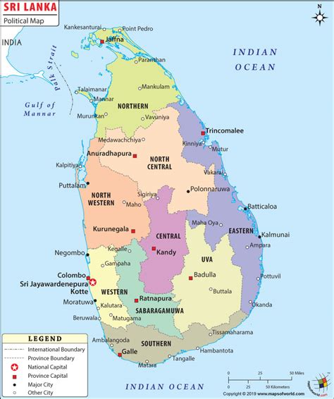 Political map of Sri Lanka illustrates the surrounding ...